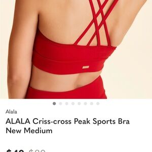 Alala Vibrant Red Criss-Cross peak Sports Bra